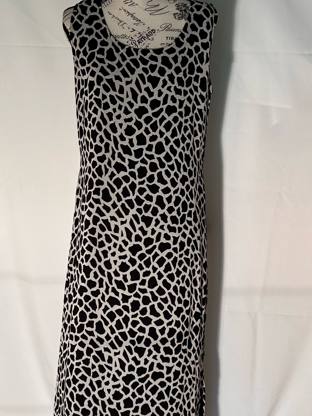 Black & White Patterned Sleeveless Women's Dress